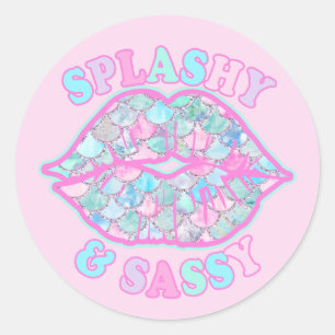 Adesivo Redondo Girly Splashy & Sassy Rosa Turquesa Beijo de Serei