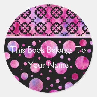 Adesivo Redondo Girly This Book Pertence A Sticker