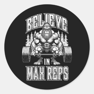 Adesivo Redondo Giro Bigfoot Acredita Em Máx. Reps De Bodybuild