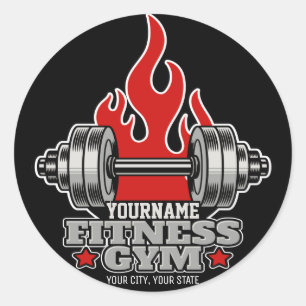 Adesivo Redondo Giro de Malhação de Dumbbell, Levantando Peso Pers