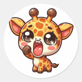 Adesivo Redondo Girrafe Gawning Cute