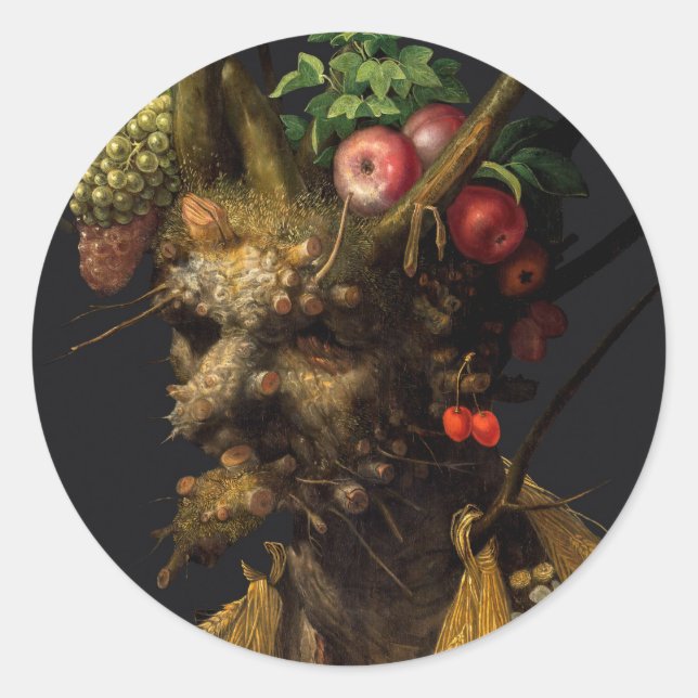 Adesivo Redondo Giuseppe Arcimboldo - Quatro Assentos numa Cabeça (Frente)