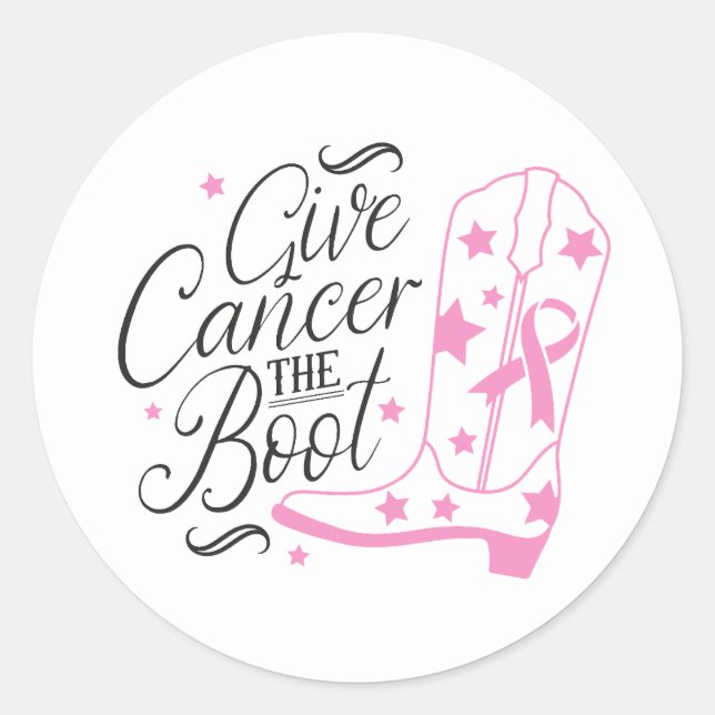 Adesivo Redondo Give Breast Cancer The Boot Pink Ribbon Awareness (Frente)