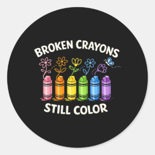 Adesivo Redondo Giz Crayons Ainda Colorem Conscientização sobre Sa
