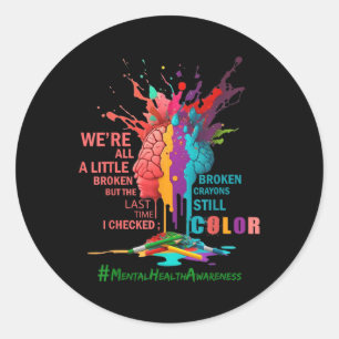 Adesivo Redondo Giz Crayons Quebrados Ainda Colorem a Consciência 