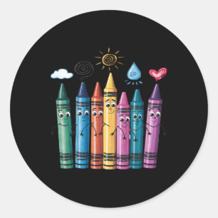 Adesivo Redondo Giz de Cera Fashionable Crayon Mood Color Sexta-fe