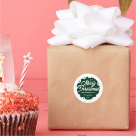 Adesivo Redondo giz Feliz de Natal Verde