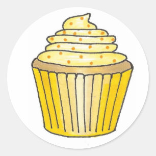 Adesivo Redondo Glacé de Cupcake e aspersão amarelo de limão