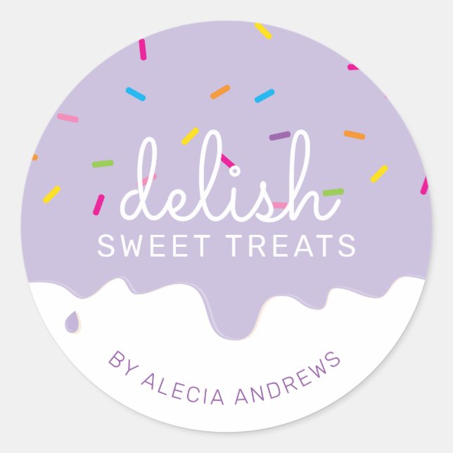 Adesivo Redondo GLACÉ DE FESTA DRIPS bolo fofo borrifar (Frente)