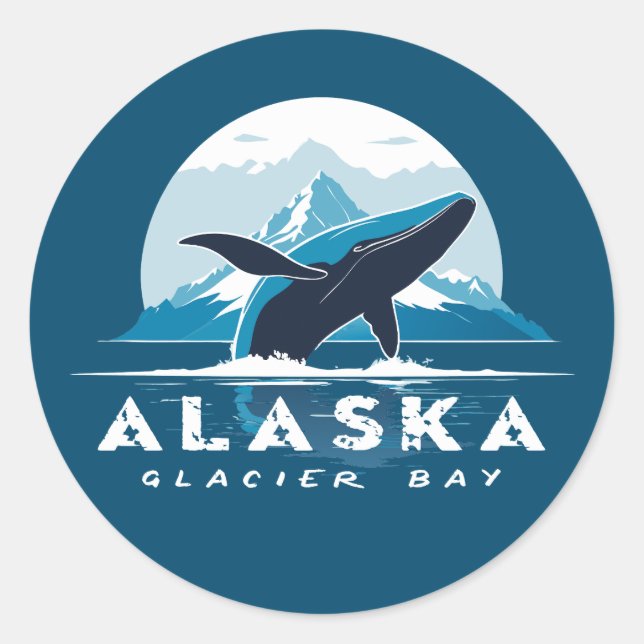 Adesivo Redondo Glacier Bay Whale - Alasca (Frente)