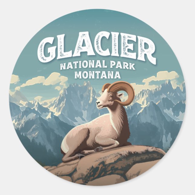 Adesivo Redondo Glacier National Park Bighorn Sheep (Frente)