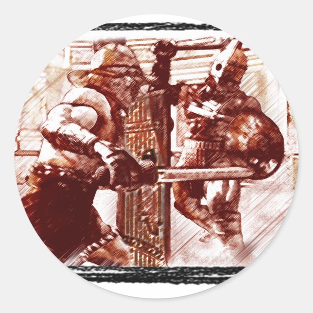 Adesivo Redondo Gladiadores em Arena (Frente)