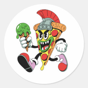 Adesivo Redondo Gladiator Pizza Slice Brainrot