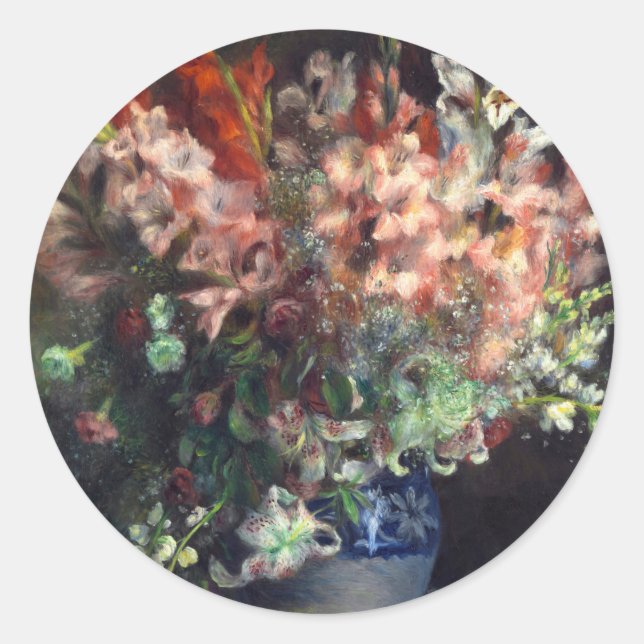 Adesivo Redondo Gladioli em um vaso por Auguste Renoir Art (Frente)