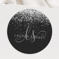 Glam Black Silver Glitter Monograma