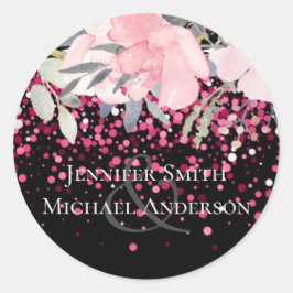 Adesivo Redondo Glam Blush Floral Moderno Floral Cor-de-Rosa