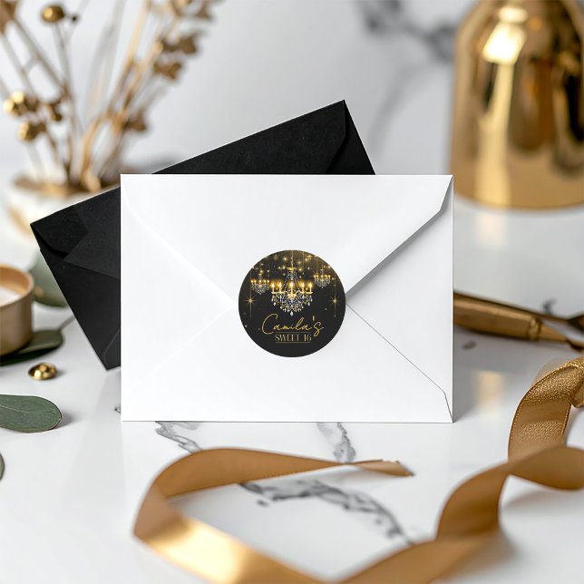 Adesivo Redondo Glam Chandelier Sweet 16 ID1108 (Criador carregado)