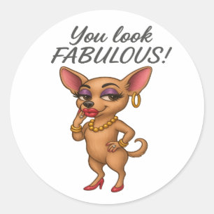 Adesivo Redondo Glam Chihuahua