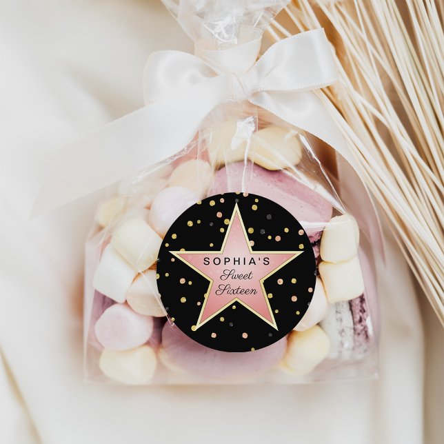 Adesivo Redondo Glam de Hollywood Personalizado (Criador carregado)