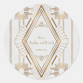 Adesivo Redondo Glam Dourado e Excelente Branco Casamento Gatsby