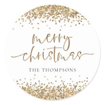 Glam Dourado Glitter Name Merry Christmas