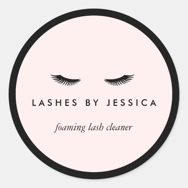 Adesivo Redondo Glam Eyelashes Preto e Rosa Clássicos (Frente)