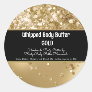 Adesivo Redondo Glam Glitter Lantejoulas Dourado Banho Marca Embal