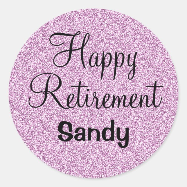 Adesivo Redondo Glam Happy Retirement Purple Glitkle Sparkle (Frente)