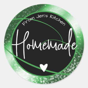 Adesivo Redondo Glam Luxury Glitter Sparkle Green Homemade Heart