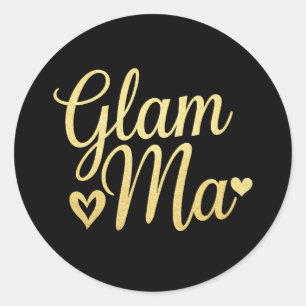 Adesivo Redondo Glam Mãe Coração Dourado Mamãe Avó Dia das Mães
