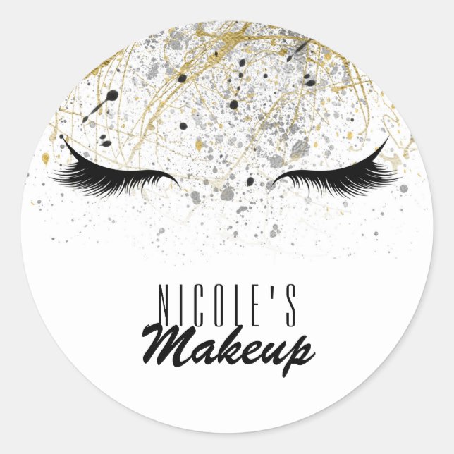 Adesivo Redondo Glam Moderno Dourado Prata Negra Olhais Bela (Frente)