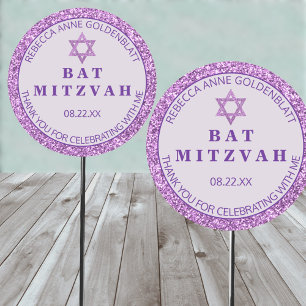 Adesivo Redondo Glam Purple Obrigado Chic Bat Mitzvah