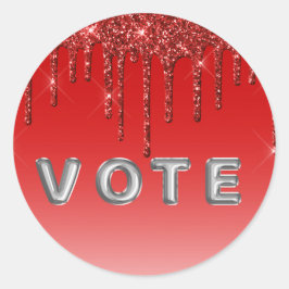 Adesivo Redondo Glam Red Glitter Drip 