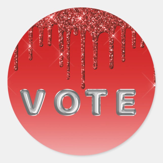 Adesivo Redondo Glam Red Glitter Drip  (Frente)