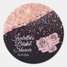 Glam Rosa Preto Brilho Blush Rosas