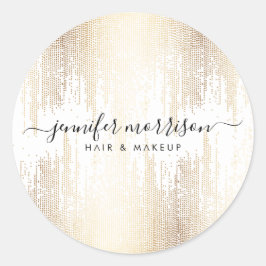 Adesivo Redondo Glam Script Dourada Chuva Confetti
