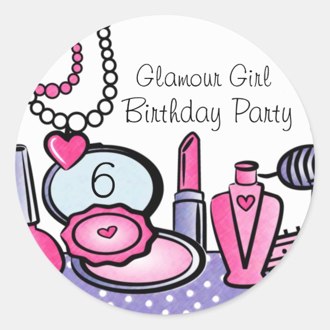 Adesivo Redondo Glamor Girl Birthday (Pd) (Frente)