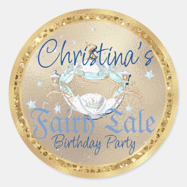 Adesivo Redondo Glamorosa Cinderela Fada Carruagem comercial em Do (Frente)