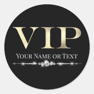 Adesivo Redondo Glamoroso Gold VIP em Preto