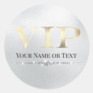 Adesivo Redondo Glamoroso Ouro VIP em Prata