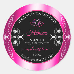 Adesivo Redondo Glamorous Girly Product Labels Diamantes Pretos