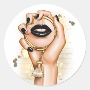 Adesivo Redondo Glamour Chic Preto e Dourado