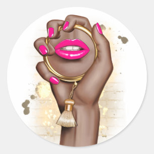 Adesivo Redondo Glamour Chic Rosa e Dourado