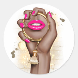 Adesivo Redondo Glamour Rosa e Dourado Chic