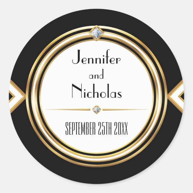 Adesivo Redondo Glamourous ArtDeco Envelope Geométrico Selo (Frente)