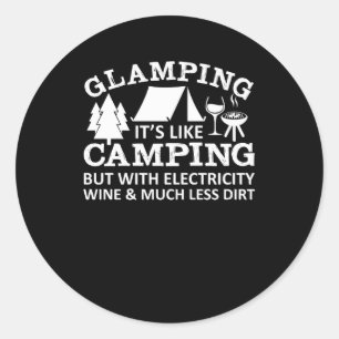 Adesivo Redondo Glamping gosta do vinho de acampamento da