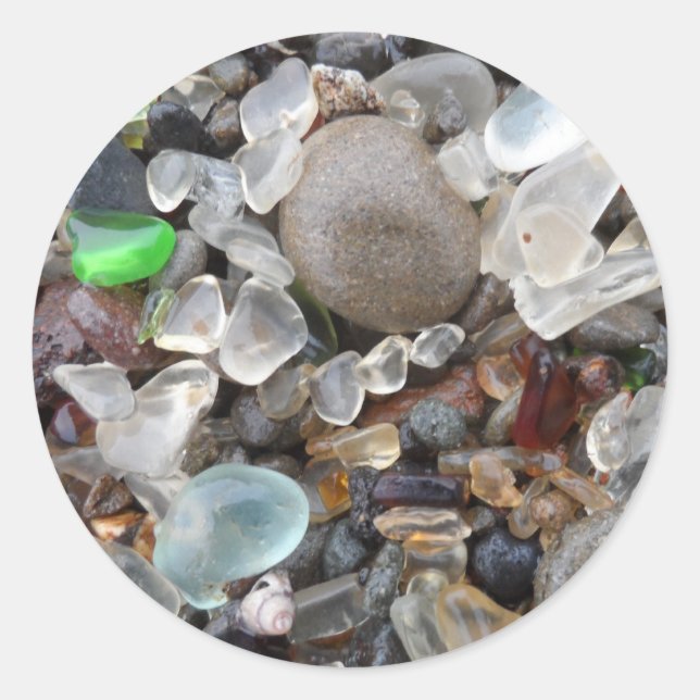 Adesivo Redondo Glass Beach- Fort Bragg, CA (Frente)