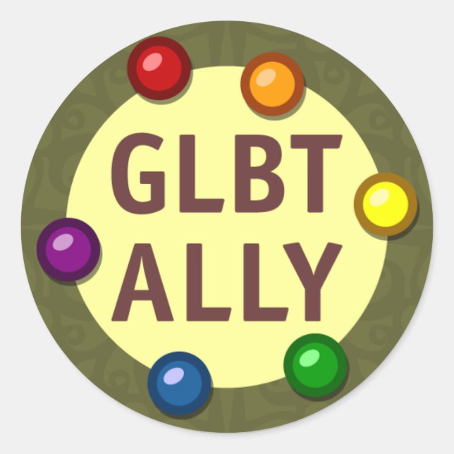 Adesivo Redondo GLBT Ally Baubles Round Sticker (Frente)