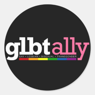 Adesivo Redondo GLBT Ally Round Black Sticker