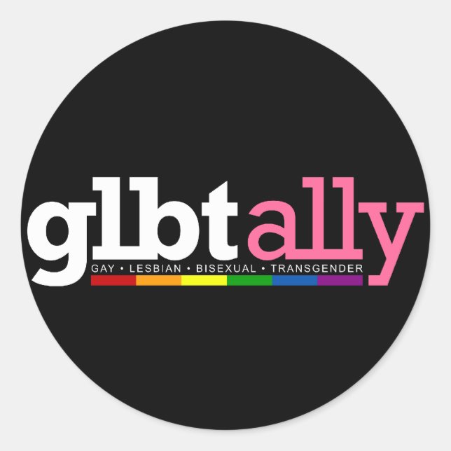 Adesivo Redondo GLBT Ally Round Black Sticker (Frente)